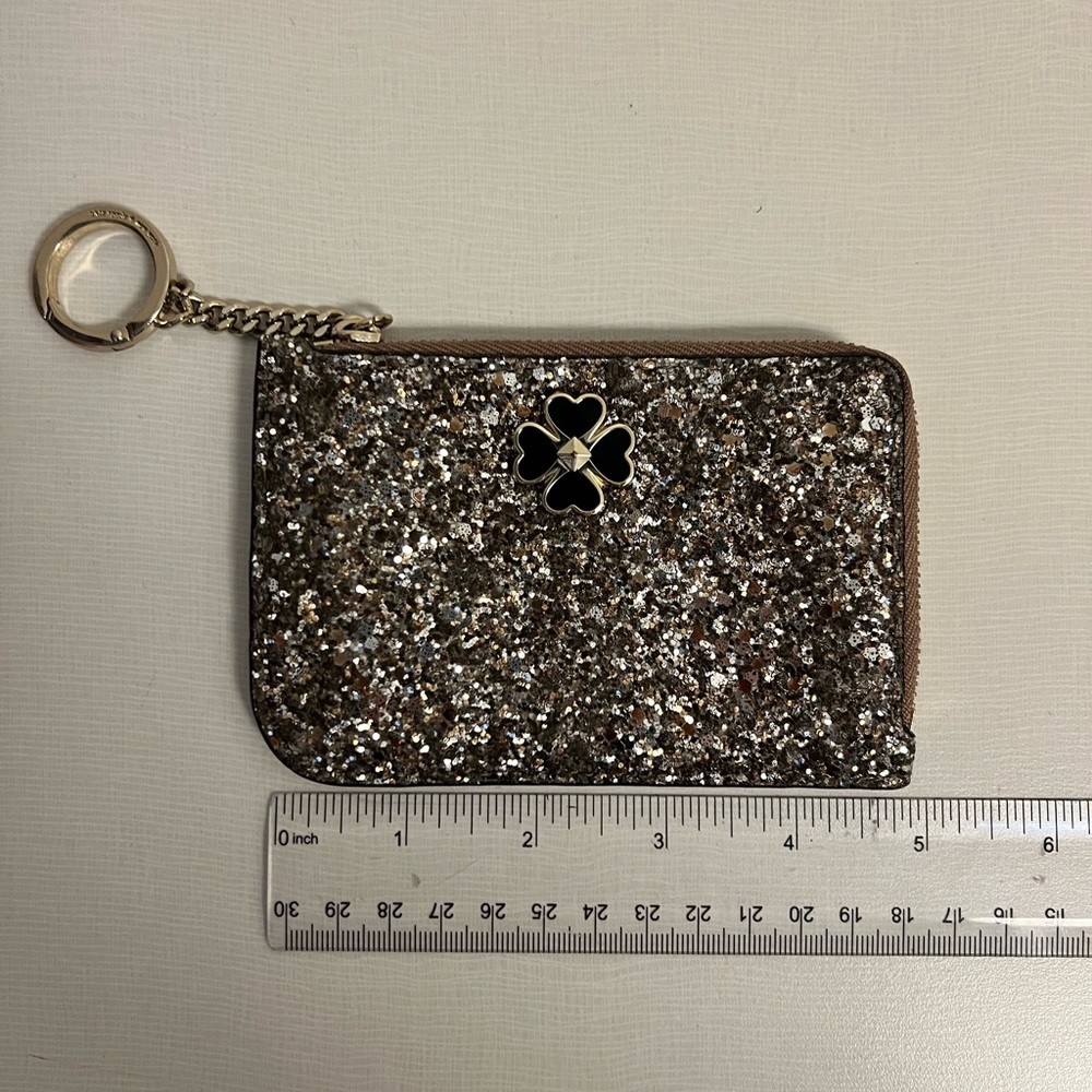 Kate Spade Silver Glitter Keychain Wallet